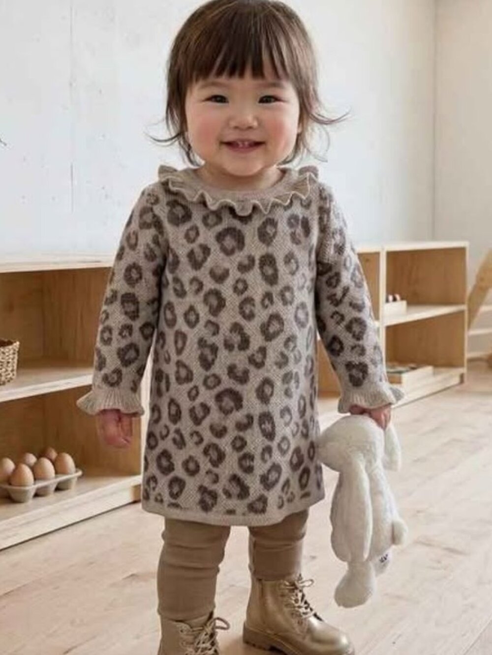 Rachel Zoe Knit Leopard Print Ruffle Dress, Toddler Baby Girl size 12M